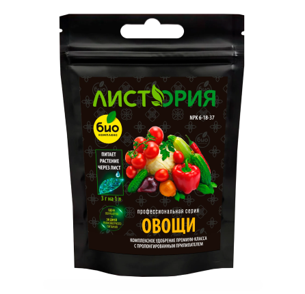 Профессиональное минеральное удобрение Листория Овощи NPK: 6-18-37 30г /Биокомплекс/
