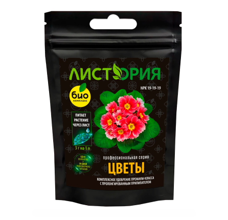 Профессиональное минеральное удобрение Листория Цветы NPK: 19-19-19 30г /Биокомплекс/
