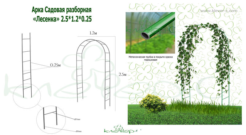 Арка Садовая разборная Лесенка 2.5*1.2*0.25 м /Клеверс/